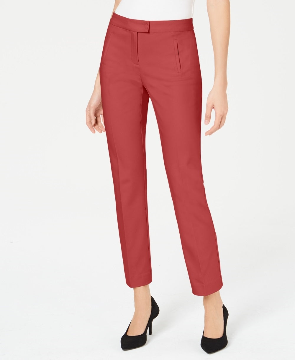 Alfani Women's Tummy Control Slim Leg Pants Red Size 8