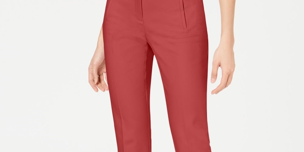 Alfani Women's Tummy Control Slim Leg Pants Red Size 8