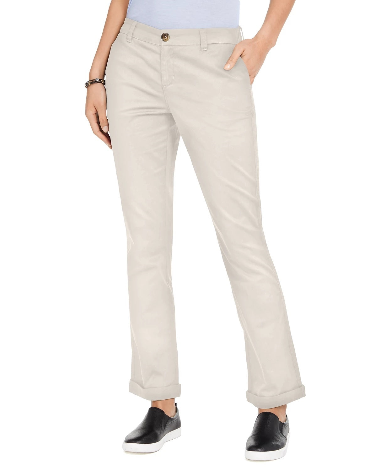 Style & Co Women's Cotton Bootcut Chino Pants Beige Size 18