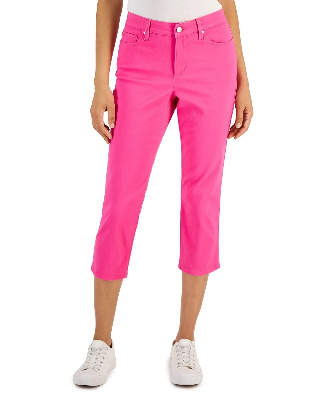Charter Club Women's Tummy Control Bristol Capri Jeans Pink Size 4