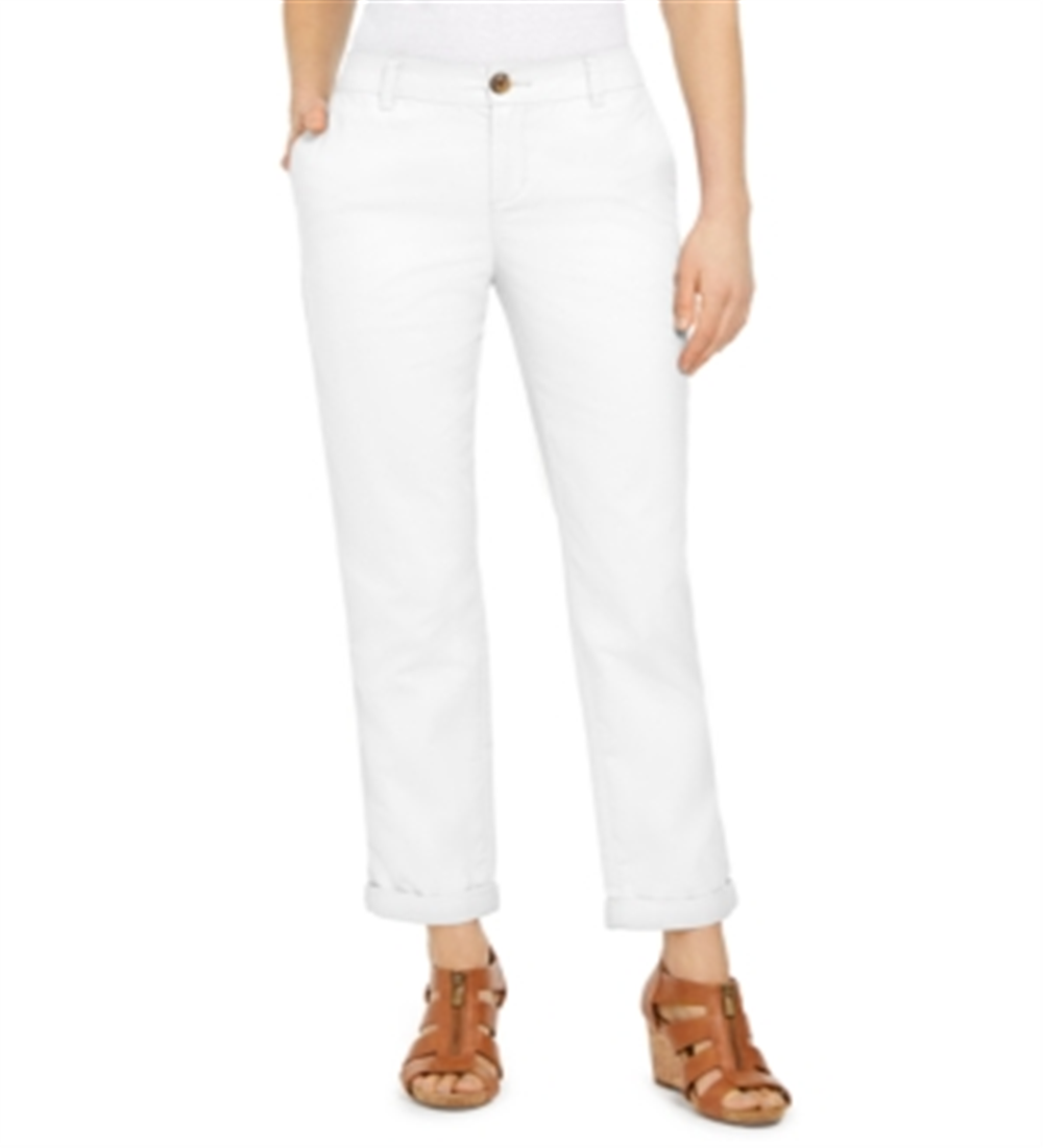Style & Co Women's Straight Leg Chino Pants White Size 4