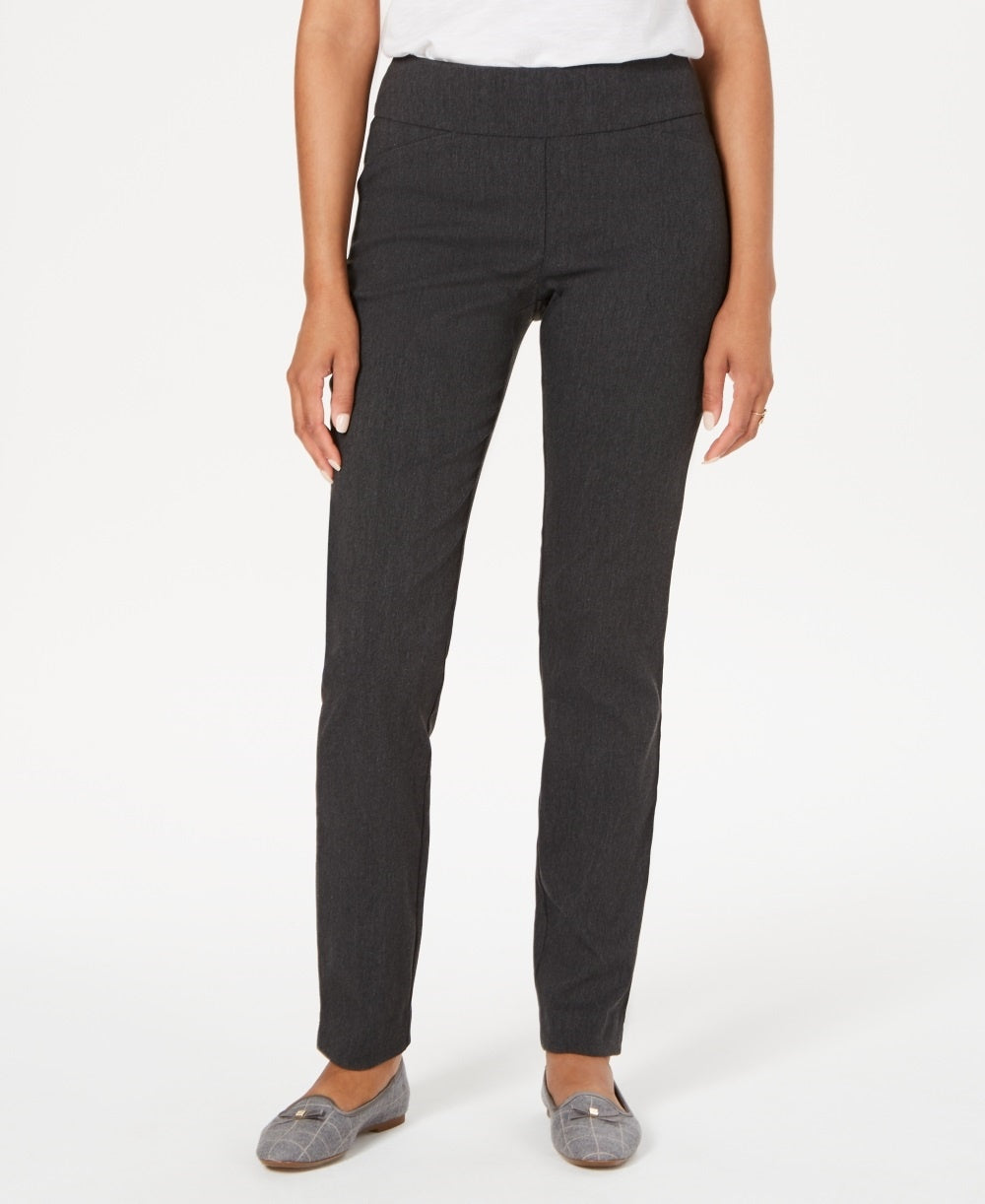Charter Club Women's Cambridge Skinny Pull On Tummy Control Pants Gray Size 6