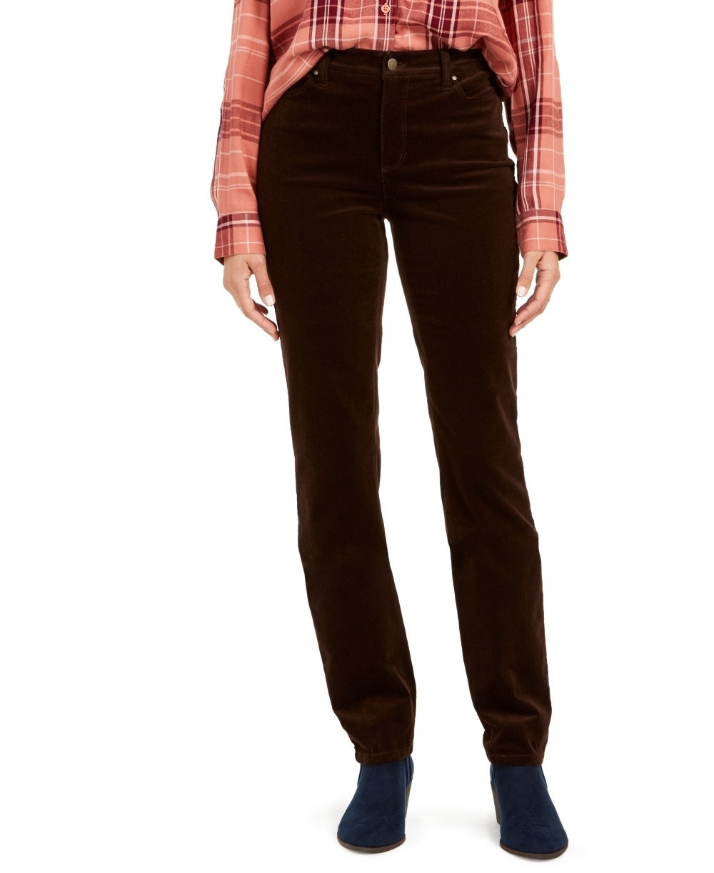 Charter Club Women's Lexington Tummy Control Corduroy Pants Brown Size 20X5