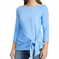 Ralph Lauren Women's Wrap Top Faux Wrap Boat Neck Blue Size Large