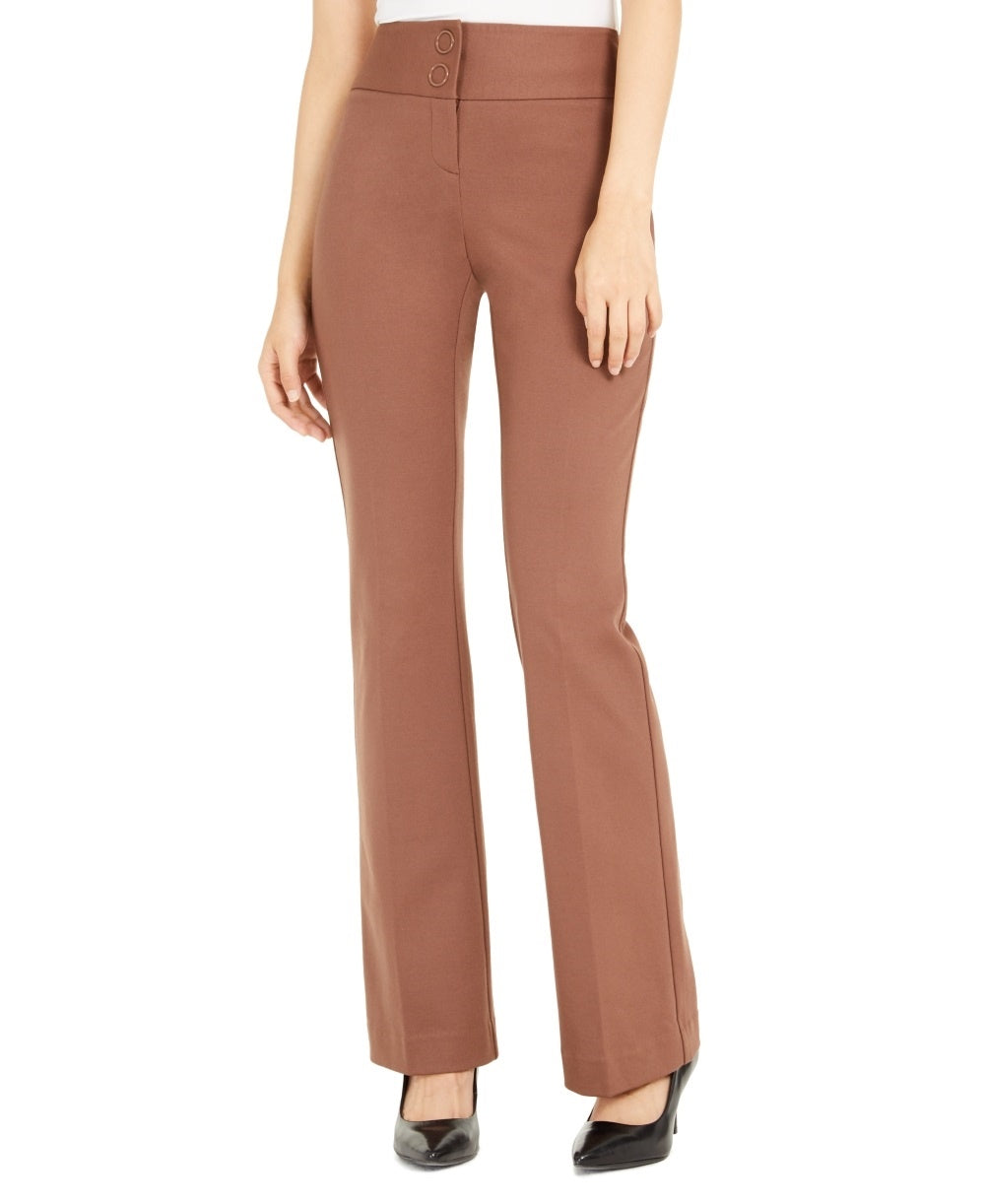 Alfani Women's Snap Waist Trousers Brown Size 16