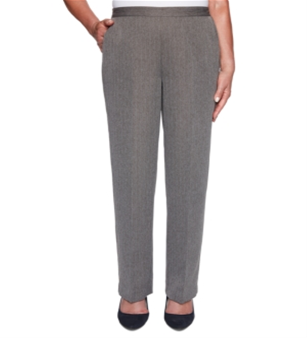 Alfred Dunner Women's Sapphire Skies Stripe Pants Gray Size 16 Petite