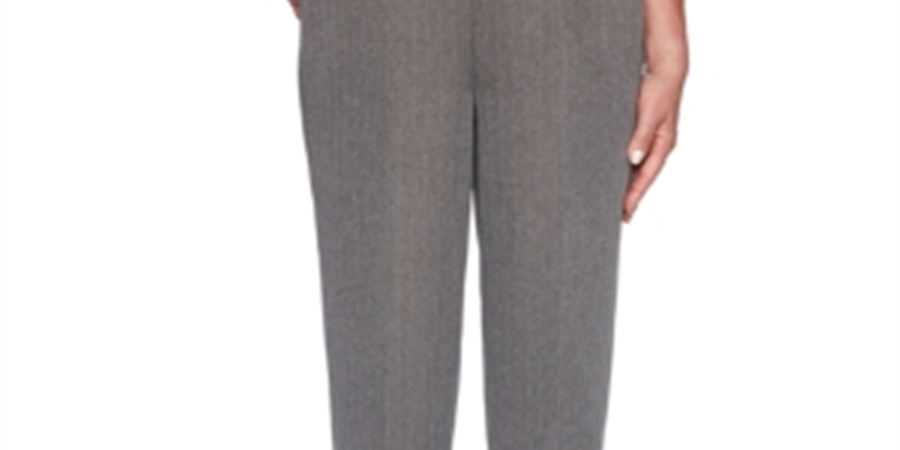 Alfred Dunner Women's Sapphire Skies Stripe Pants Gray Size 16 Petite