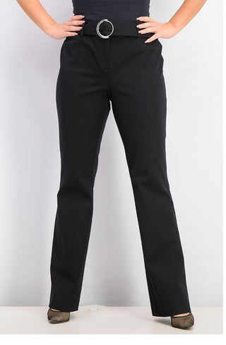 Alfani Women's Belted Solid Straight Leg Wear To Work Pants Black Size 4