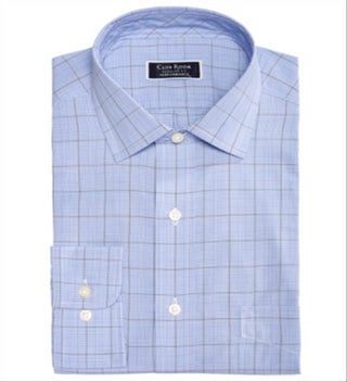 Club Room Men's Wrinkle Resistant Cotton Dress Shirt Blue Size 17
