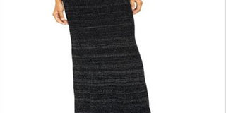 Free People Women's Shine Metallic Ribbed Maxi Skirt Black Size Medium