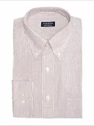 Club Room Men's Classic Regular Fit Stretch Wrinkle Resistant University Stripe Dress Shirt Burgundy/White Size 18