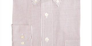 Club Room Men's Classic Regular Fit Stretch Wrinkle Resistant University Stripe Dress Shirt Burgundy/White Size 18