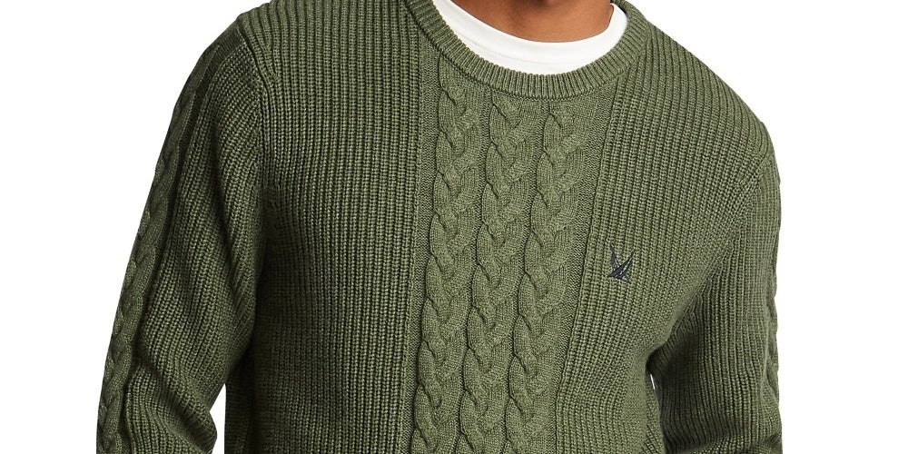 Nautica Men's Sail Classic Fit Cable Knit Sweater Green Size X-Large