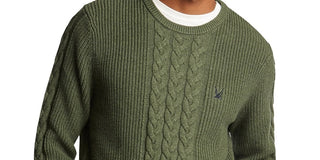 Nautica Men's Sail Classic Fit Cable Knit Sweater Green Size X-Large