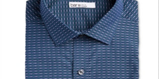 Bar III Men's Cotton Collared Dress Shirt Blue Size