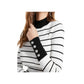Guess Women's Rebekah Striped Button Mock Turtleneck Sweater White Size X-Small