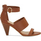 INC International Concepts Women's Memory Foam Sock Strappy Bold Buckle Adjustable Strap Cushioned Gavi Almond Toe Cone Heel Zip up Dress Sandals Brown Size 9.5 M