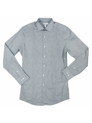 Bar III Men's Patterned Collared Slim Fit Dress Shirt  Navy  Size XL -36X37