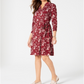 Charter Club Women's Printed Polo Shirtdress Cranberry Size -Petite S/M