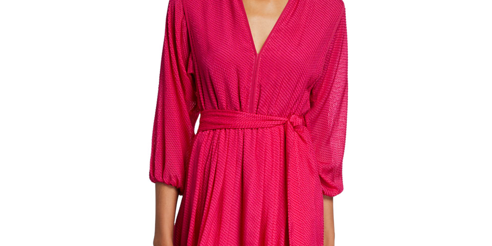 Joie Women's Favia Tie Waist 3/4 Sleeve Dress Pink Size X-Small