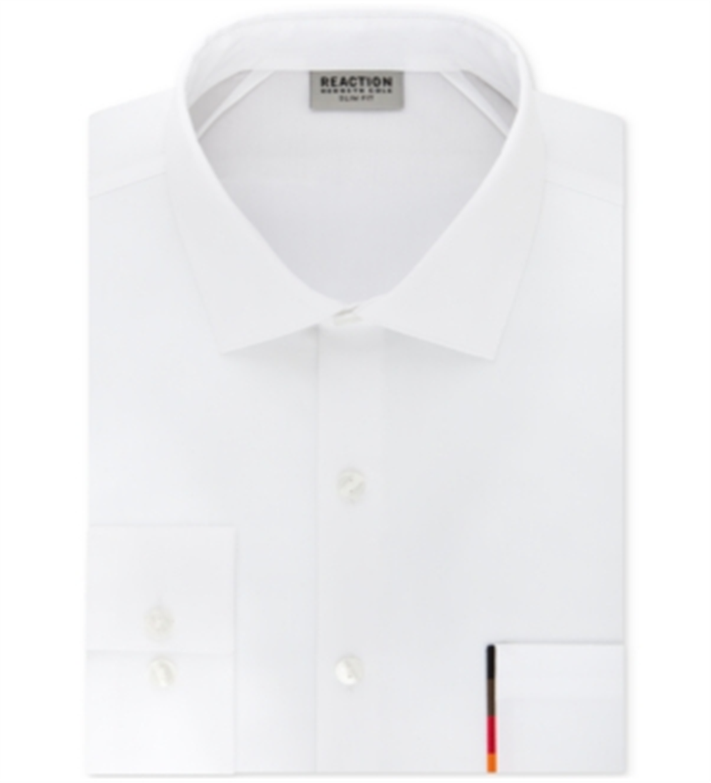 Kenneth Cole Reaction Men's Slim Fit Long Sleeve Button Down Shirt White Size X-Large