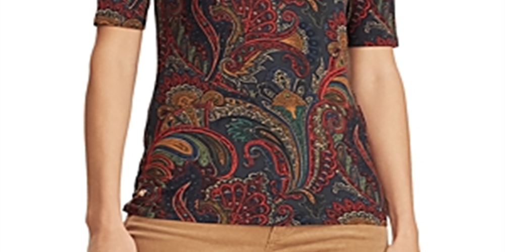 Ralph Lauren Women's Stretch Turtleneck TopT Shirt Red Size M