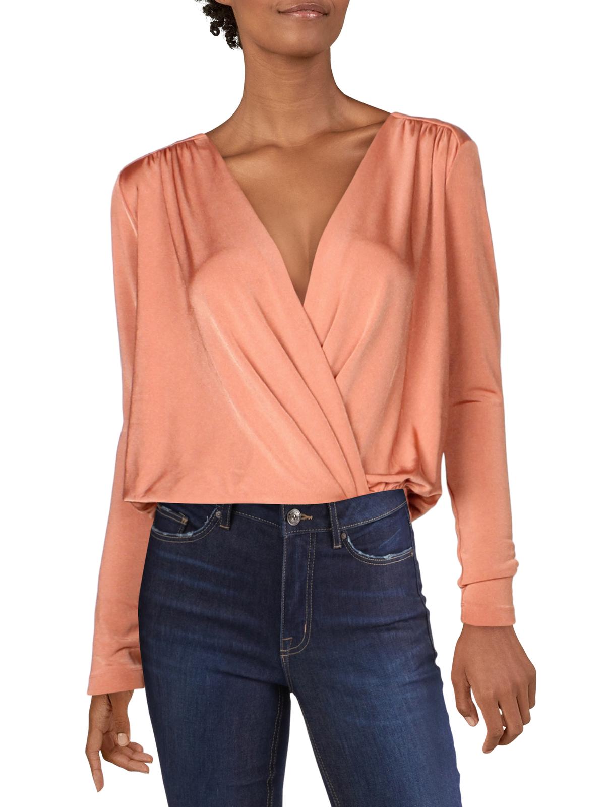 Free People Women's Bodysuit Knit Turnt Draped Brown Size Medium