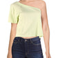 Free People Women's Solid Short Sleeve Top Green Size X-Large