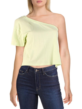 Free People Women's Solid Short Sleeve Top Green Size X-Large