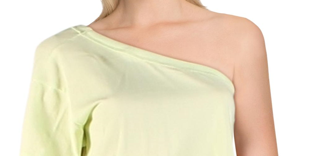 Free People Women's Solid Short Sleeve Top Green Size X-Large