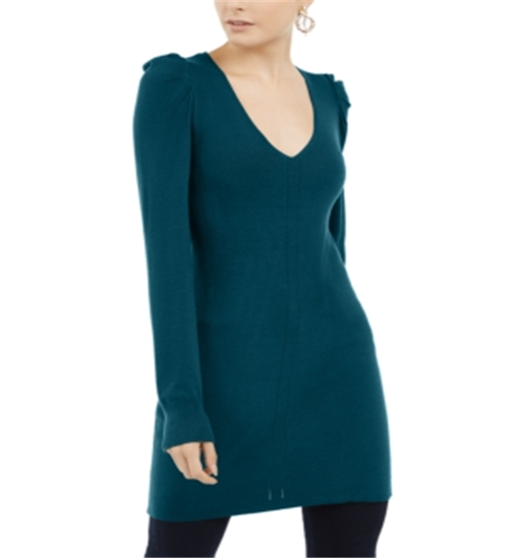 INC International Concepts Women's Puff Sleeve Sweater Tunic Green Size XX-Large