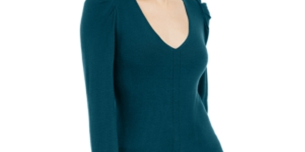 INC International Concepts Women's Puff Sleeve Sweater Tunic Green Size XX-Large