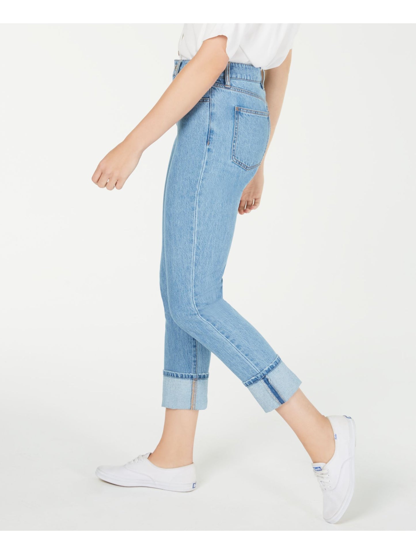 Oat Women's Cuffed Straight Leg Jeans Blue Size 29