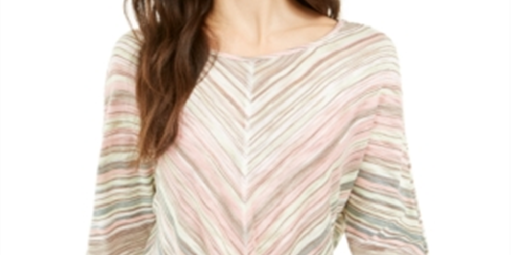 Style & Co Women's Stripe Front Tie Top Green Size Small