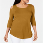 JM Collection Women's Cold Shoulder Top Yellow Size Small