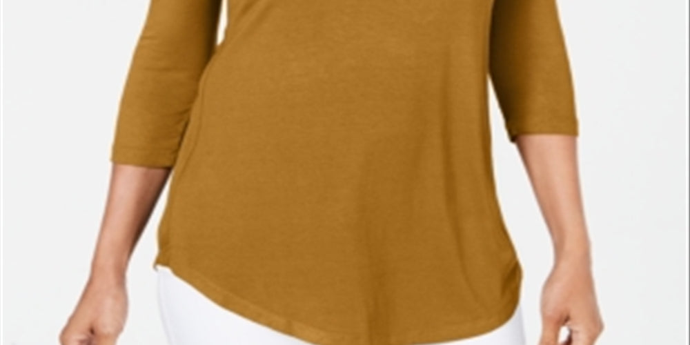 JM Collection Women's Cold Shoulder Top Yellow Size Small