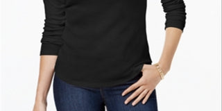 Charter Club Women's Knit Top Mock Neck 3/4 Sleeve Black Size XX-Large