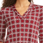 Charter Club Women's Printed Pleat Shoulder Top Red Size X-Small