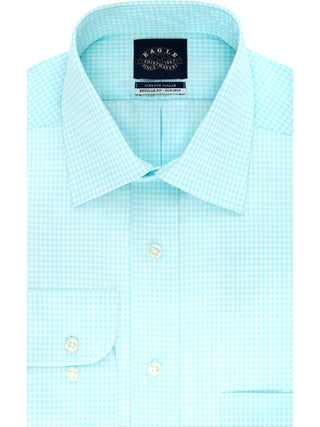 Eagle Men's Cotton Check Print Dress Shirt Aqua Size Large