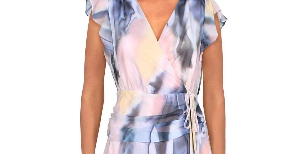 Bar III Women's Printed Ruched Waist Mini Dress Pink Size 0