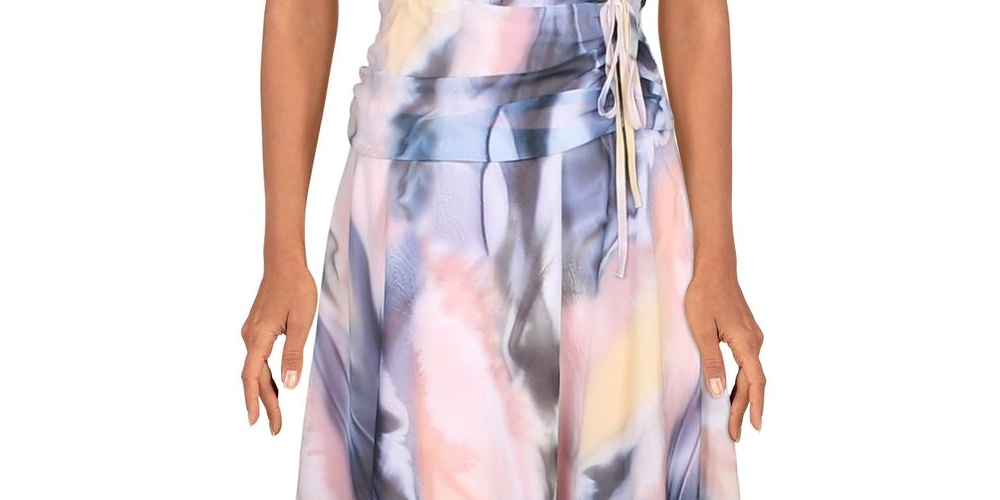 Bar III Women's Printed Ruched Waist Mini Dress Pink Size 0