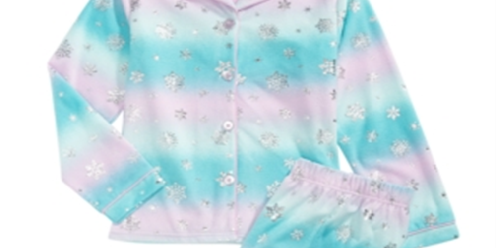 Max & Olivia Little & Big Girl's 2 Pc Snowflake Print Fleece Pajama Set Teal Size L