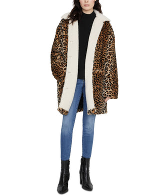 Sanctuary Women's Faux Animal Print Blazer Coat Black Size Medium