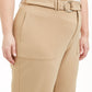 INC International Concepts Women's Utility Pocket Belted Casual Wide Leg Pants Beige Size 14W