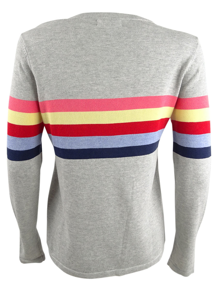 Charter Club Women's Shoulder Button Striped Sweater Gray Size Medium