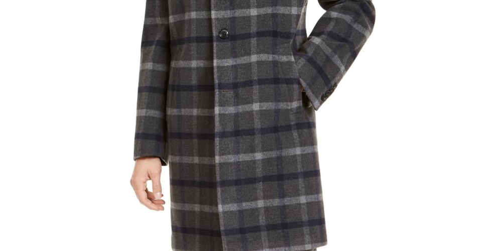 Tommy Hilfiger Men's Addison Wool Blend Modern Fit Top Coat Gray Size 44