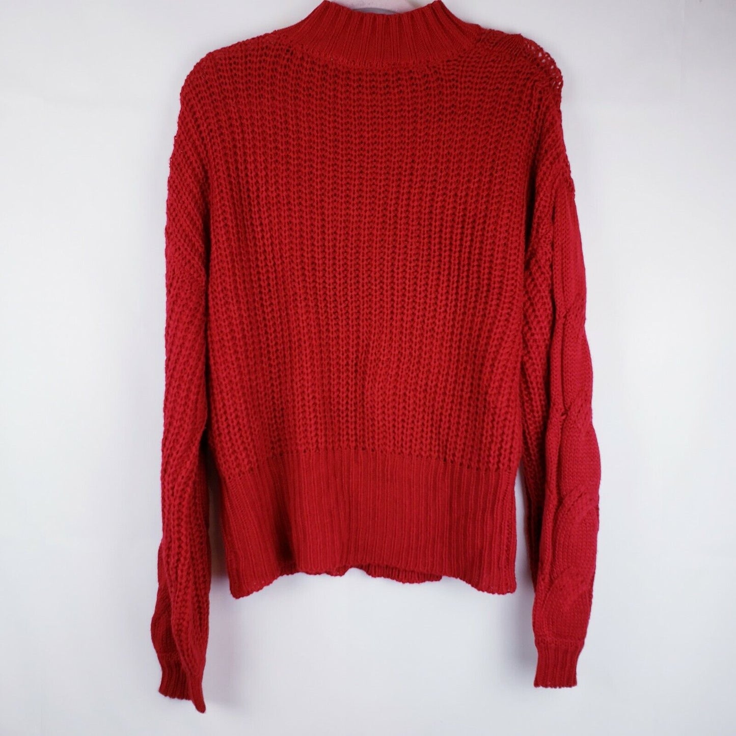 American Rag Women's Cable Knit Round Neck Sweater Pullover Red  Red Size XL