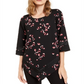 Alfani Women's Printed Point Hem Tunic Black Size Petite S