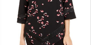Alfani Women's Printed Point Hem Tunic Black Size Petite S