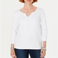 Karen Scott Women's Three Quarter Sleeve Top White Size Large